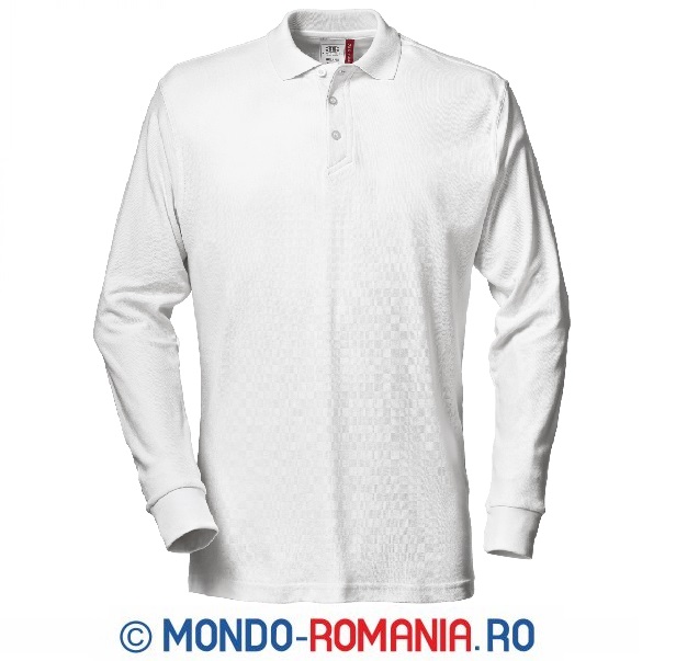 Tricou alb POLO cu maneca lunga - tricouri cu maneca lunga